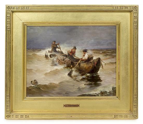 Appraisal: Joseph Wopfner Austrian - Paddling Through Rough Seas Joseph Wopfner