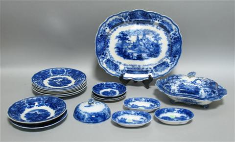 Appraisal: SEVENTEEN 'NONPAREIL' FLOW BLUE PIECES Late th early th century