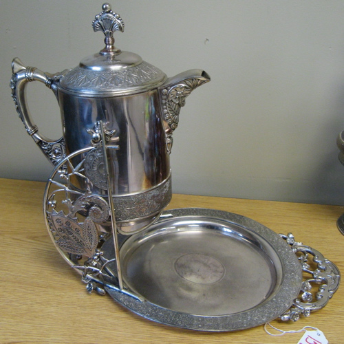 Appraisal: MERIDEN CO SILVER PLATED WATER PITCHER having chased and engraved