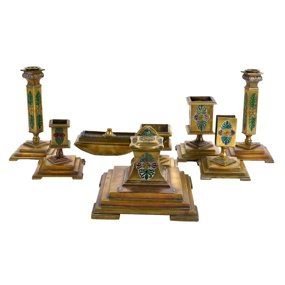 Appraisal: Russian Art Deco Desk Set Russian Eight Piece Art Deco