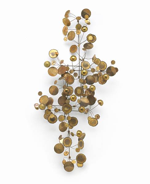 Appraisal: A Curtis Jer patinated-metal wall sculpture Raindrops signed C Jere