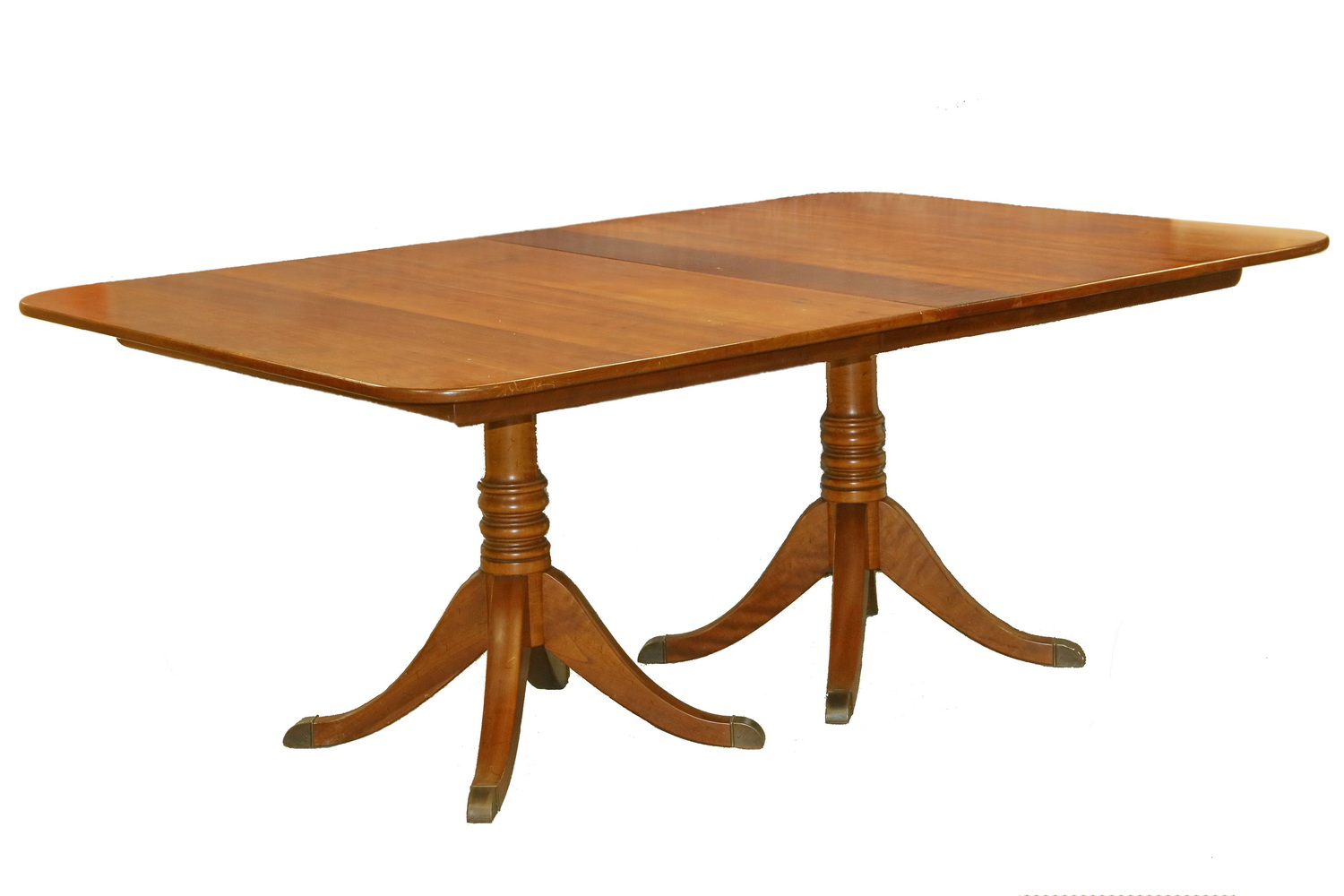 Appraisal: STICKLEY DINING TABLE WITH LEAVES Two-Pedestal Duncan Phyfe Style Solid