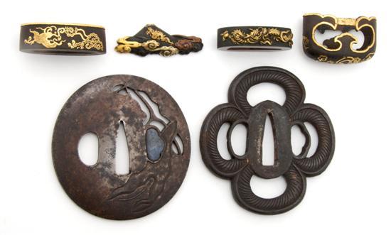 Appraisal: A Fuchi-Kurikata having inlaid gold decoration of clouds and dragon