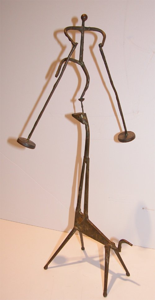 Appraisal: Acrobat Kinetic Sculpture Artist Bursztynowicz Henry Date Medium hammmered brass