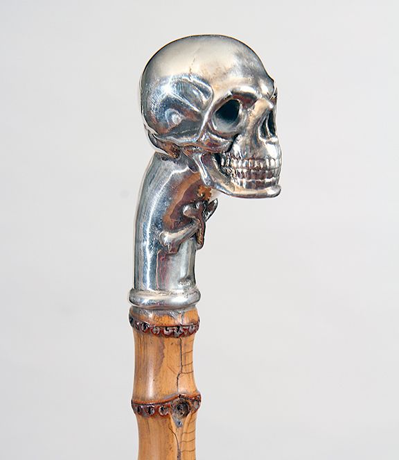 Appraisal: Silver Skull and Crossbone Cane Exclusive on Bidsquare Contemporary- High