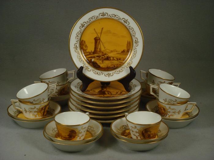 Appraisal: pcs KPM porcelain dessert service with topographic decoration some with