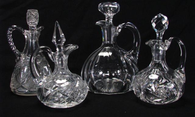 Appraisal: Group of four antique glass cruets all with stoppers including