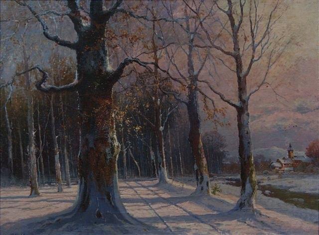 Appraisal: FRANZ WALDEGG Austrian - A wooded lane in a snow-filled