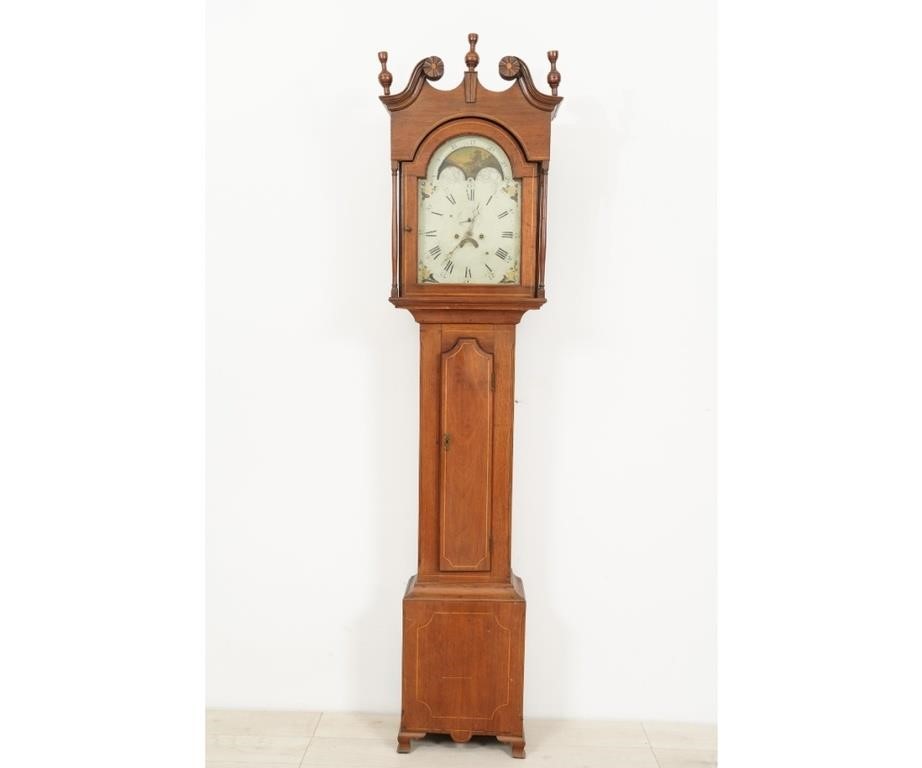 Appraisal: Federal walnut inlaid tall case clock circa with -day works