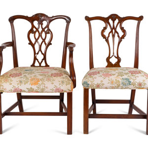 Appraisal: A Set of Eight George III Style Mahogany Dining Chairs