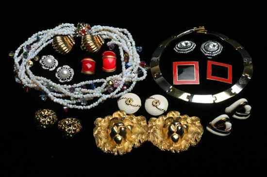 Appraisal: ELEVEN PIECES SIGNED DESIGNER COSTUME JEWELRY Givenchy gold-tone and silver-tone