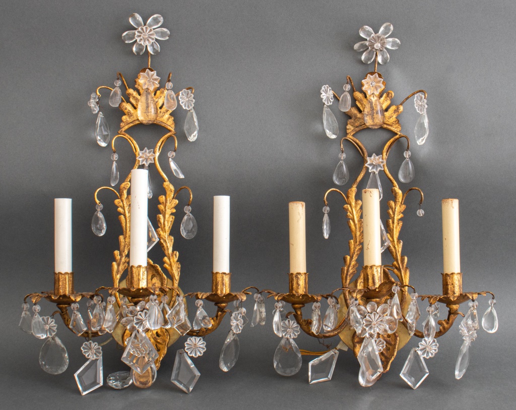 Appraisal: HOLLYWOOD REGENCY ITALIAN ROCOCO -LIGHT SCONCES Hollywood Regency Italian Rococo