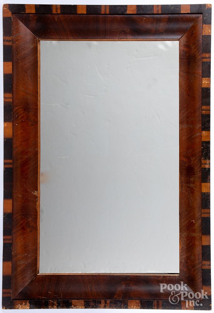 Appraisal: Empire mahogany mirror mid th c Empire mahogany mirror mid