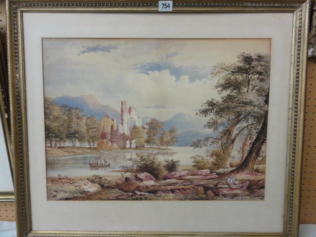 Appraisal: A th century watercolour of an extensive mountainous landscape with