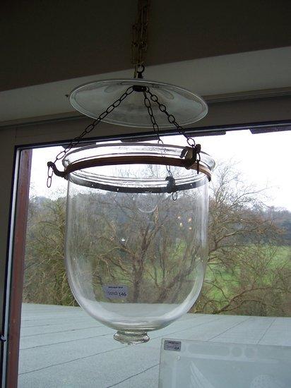 Appraisal: Two George III style glass ceiling lamps the bowl hung