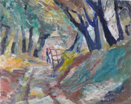 Appraisal: Ronald Ossory Dunlop - oil on canvas Woodland Path signed