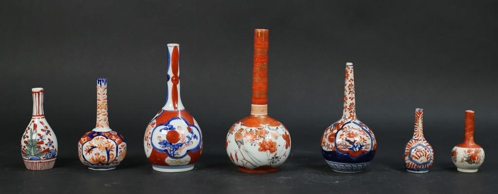 Appraisal: Japanese porcelain vases all bottle form Including Imari and Kutani