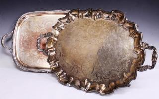 Appraisal: Silver The first with scalloped edges an incised foliate scroll