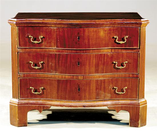 Appraisal: George III style mahogany serpentine chest of drawers th century