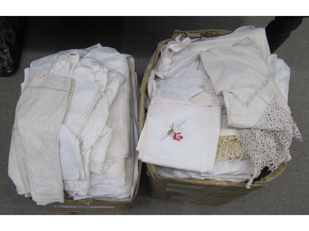 Appraisal: Two boxes of linen