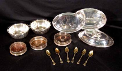 Appraisal: Two piece Continental silver glass lined bowls and a set