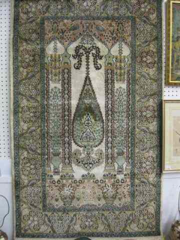 Appraisal: Silk Mahal Persian Handmade Prayer Rug with columns vases flowering