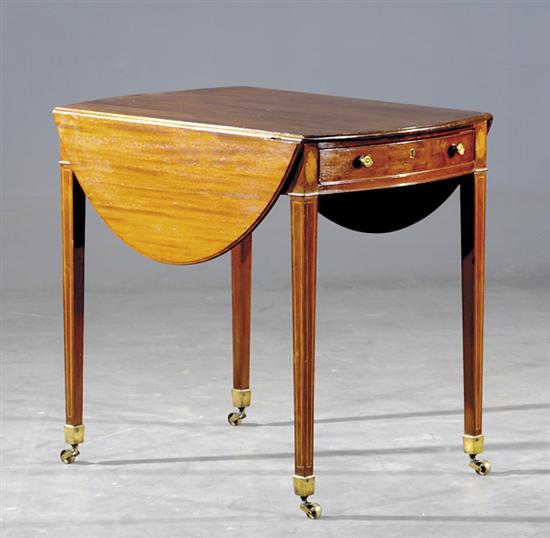 Appraisal: English inlaid mahogany Pembroke table circa oval top with drop