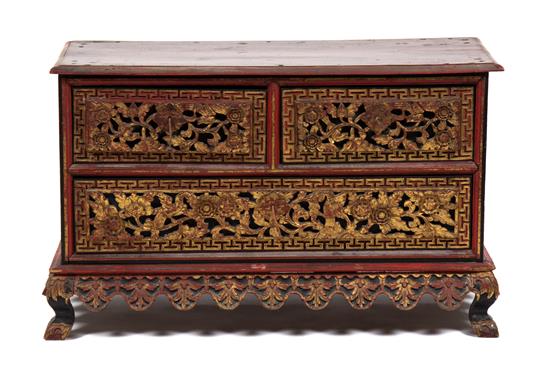 Appraisal: Sale Lot A Chinese Parcel Gilt Red Lacquer Carved Chest