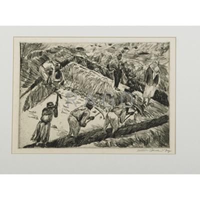 Appraisal: MORTIMER BORNE American - Three matted drypoints on paper of