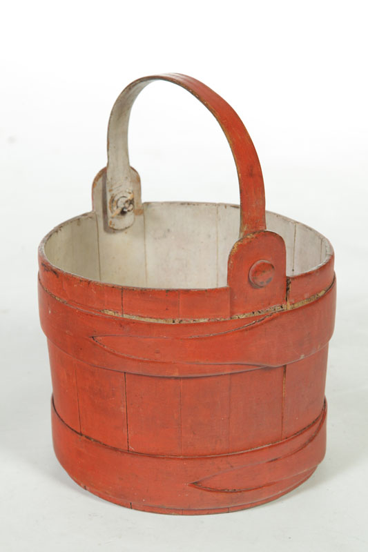 Appraisal: BUCKET American late th century Wooden stave construction with bentwood