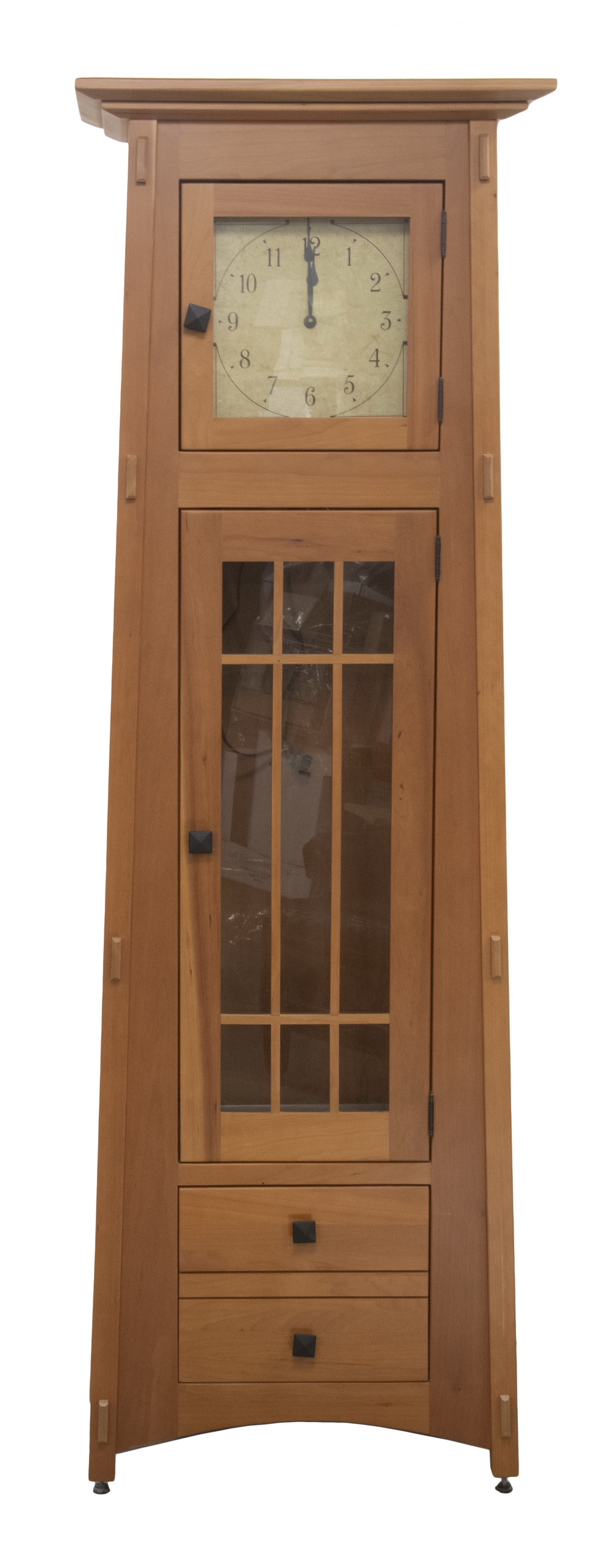 Appraisal: MISSION STYLE TALL CASE CLOCK CABINET Custom Maple Clock Case