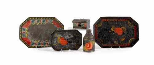 Appraisal: Five pieces of toleware th c largest tray w