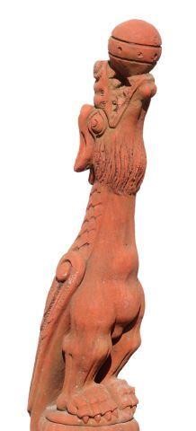 Appraisal: English terracotta roof finial architectural element th c modeled as