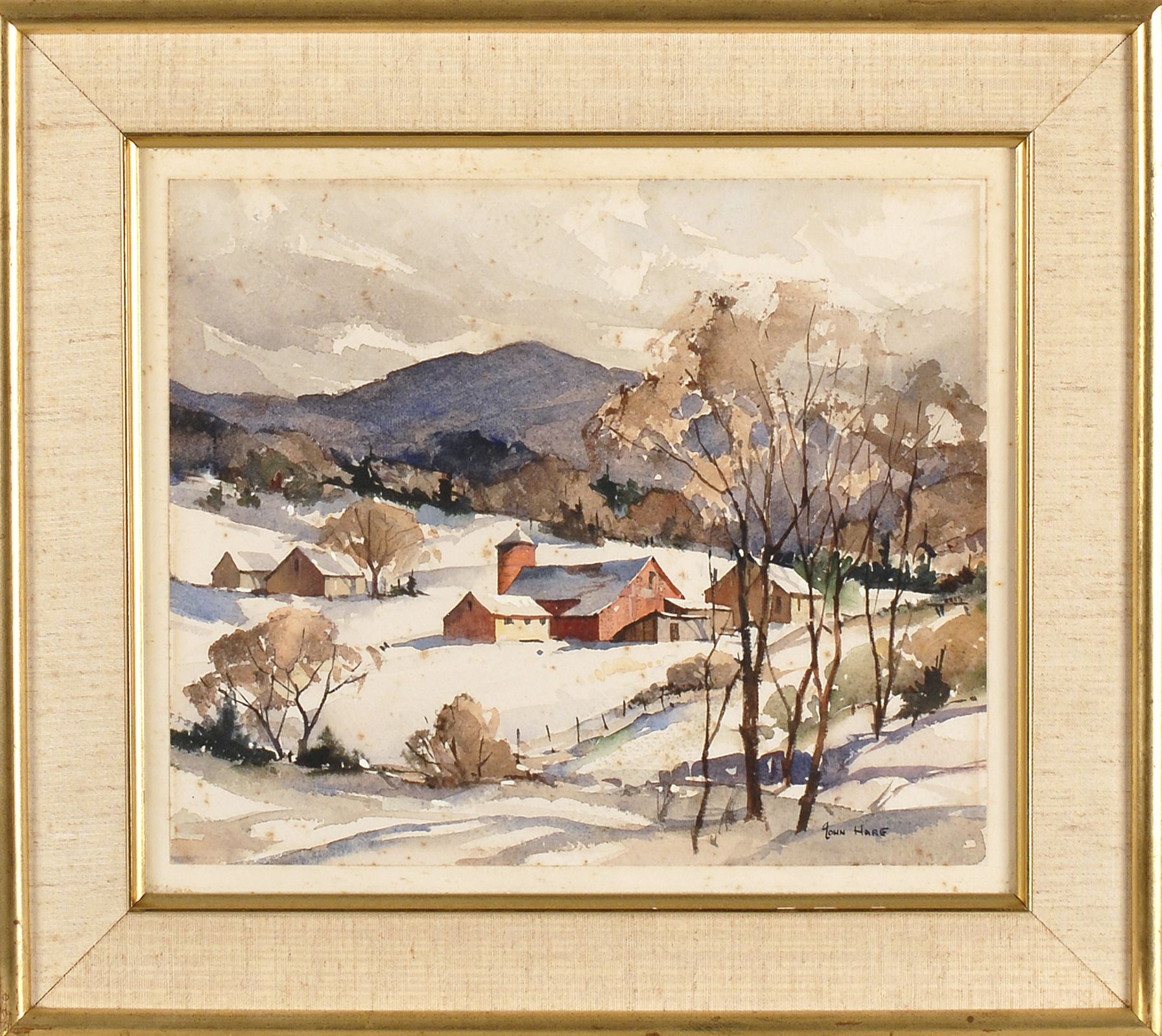 Appraisal: JOHN CUTHBERT HAREAmerican - New England winter scene with barns