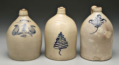 Appraisal: Three salt glaze stoneware jugs all with cobalt decoration one