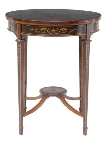 Appraisal: English Adams style mahogany occasional lamp table th c circular