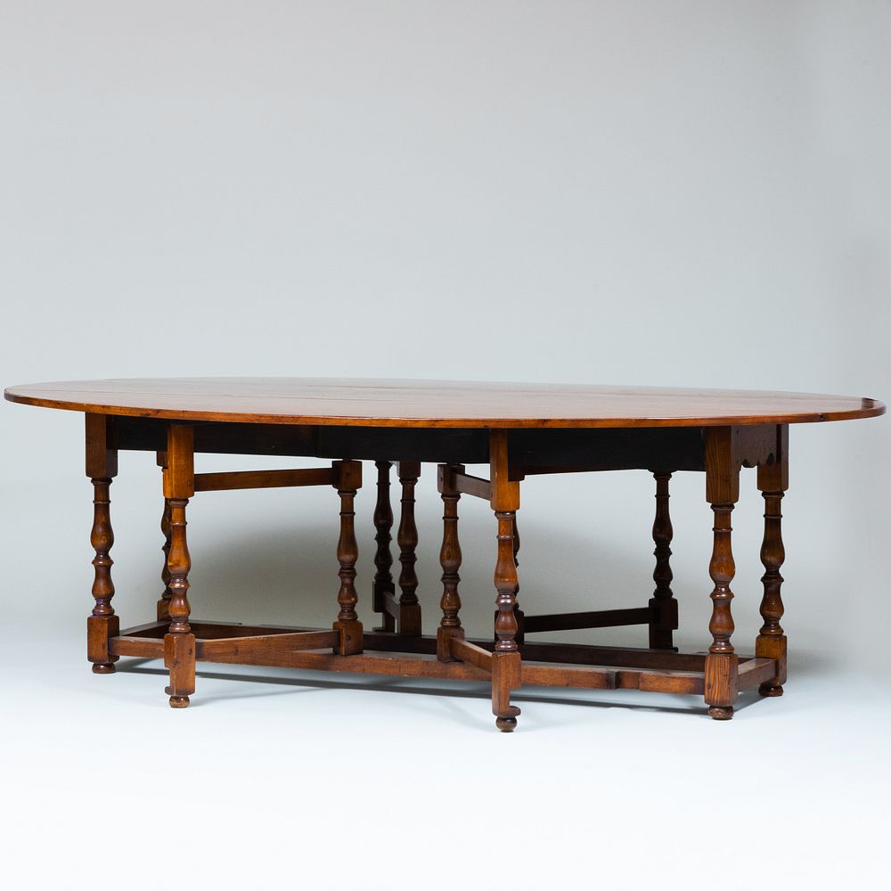 Appraisal: Large English Oak Gateleg Dining Table of Recent Manufacture in