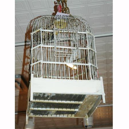 Appraisal: Painted Metal and Wood Bird Cage Estimate -