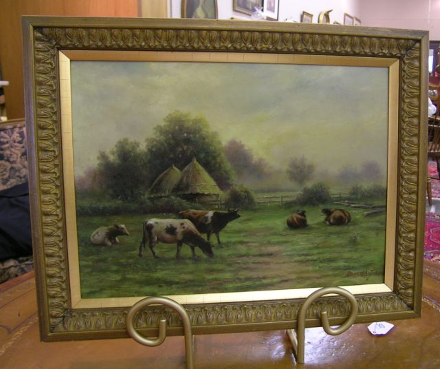 Appraisal: John x oil on board signed lower right cow and