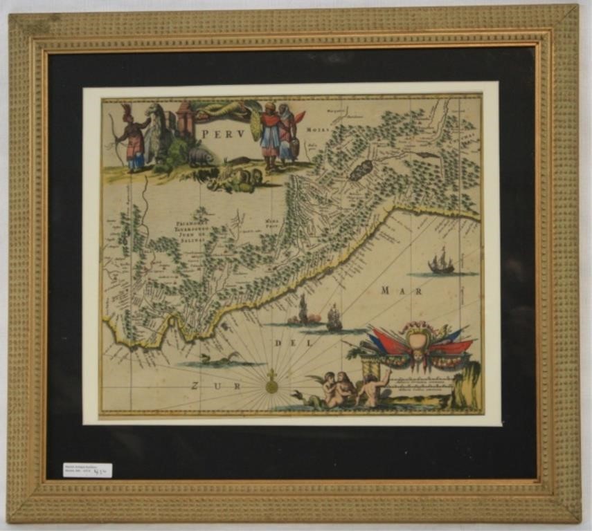 Appraisal: MAP OF PERU TH CENTURY HAND COLORED ENGRAVINGdepicting Native South