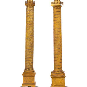 Appraisal: Two Large Grand Tour Gilt Bronze Models of the Column