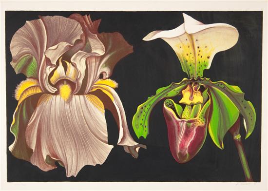 Appraisal: Lowell Nesbitt American - Orchid and Iris color lithograph signed