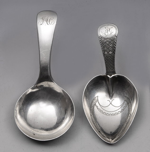 Appraisal: A GEORGE III SILVER CADDY SPOON with bright cut decoration