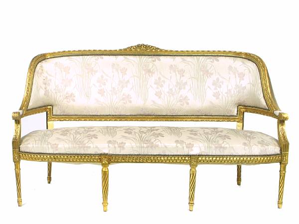 Appraisal: A Louis XVI style giltwood suite of seat furniture comprising