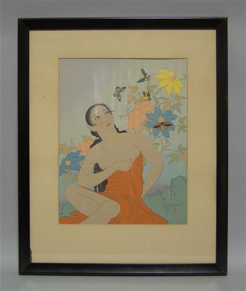 Appraisal: PAUL JACOULET FRENCH - LES PAPILLONS TROPIQUES Color woodcut x