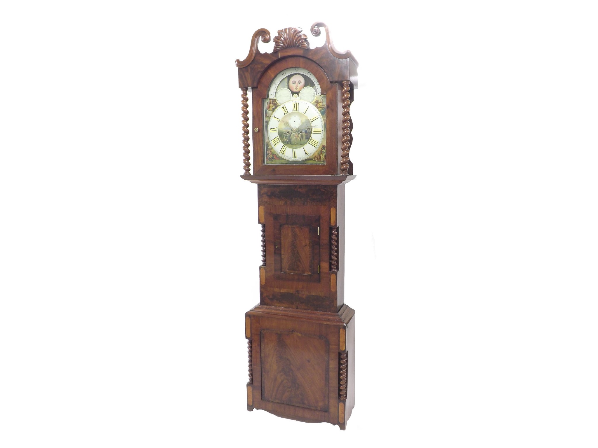 Appraisal: Large mahogany eight day longcase clock the painted arched dial