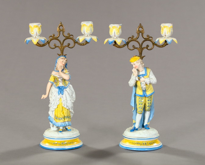 Appraisal: Attractive Pair of Brothers Voigt and Alfred Voigt Sitzendorf Gilt-Brass-Mounted