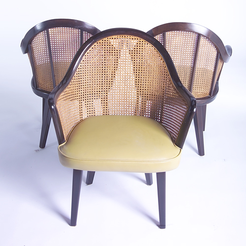 Appraisal: HARVEY PROBBER Set of four armchairs with machine-caned backs and