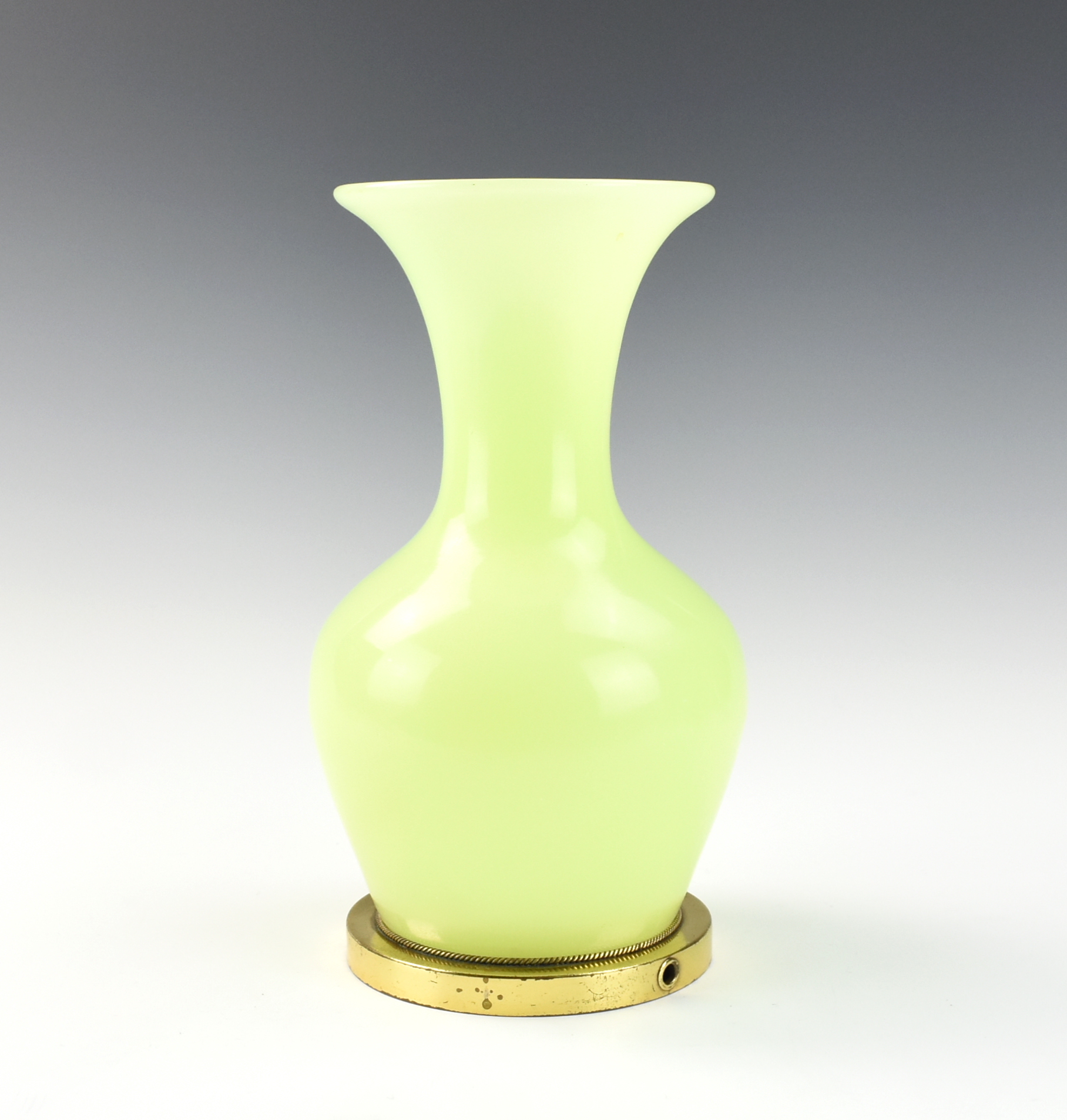 Appraisal: ITALIAN LEMON GREEN GLASS VASE well potted with a pear-shaped