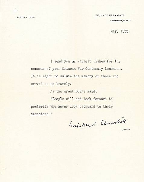 Appraisal: CHURCHILL WINSTON SPENCER - Typed Note Signed Winston S Churchill